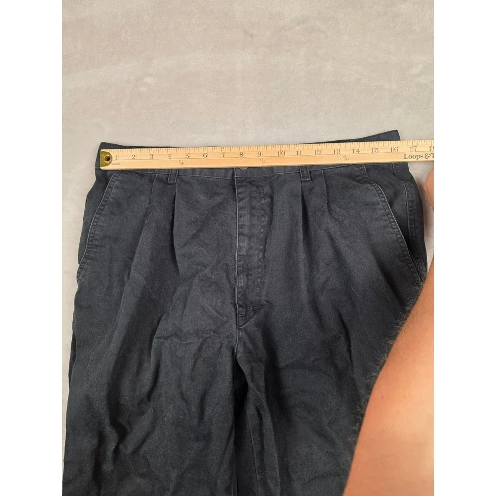Woolrich Pleated Chino Pants Mens 36x32 Fit 33x32 Black Cotton Made In Turkey